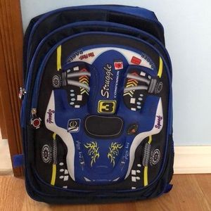 Boys race car book bag